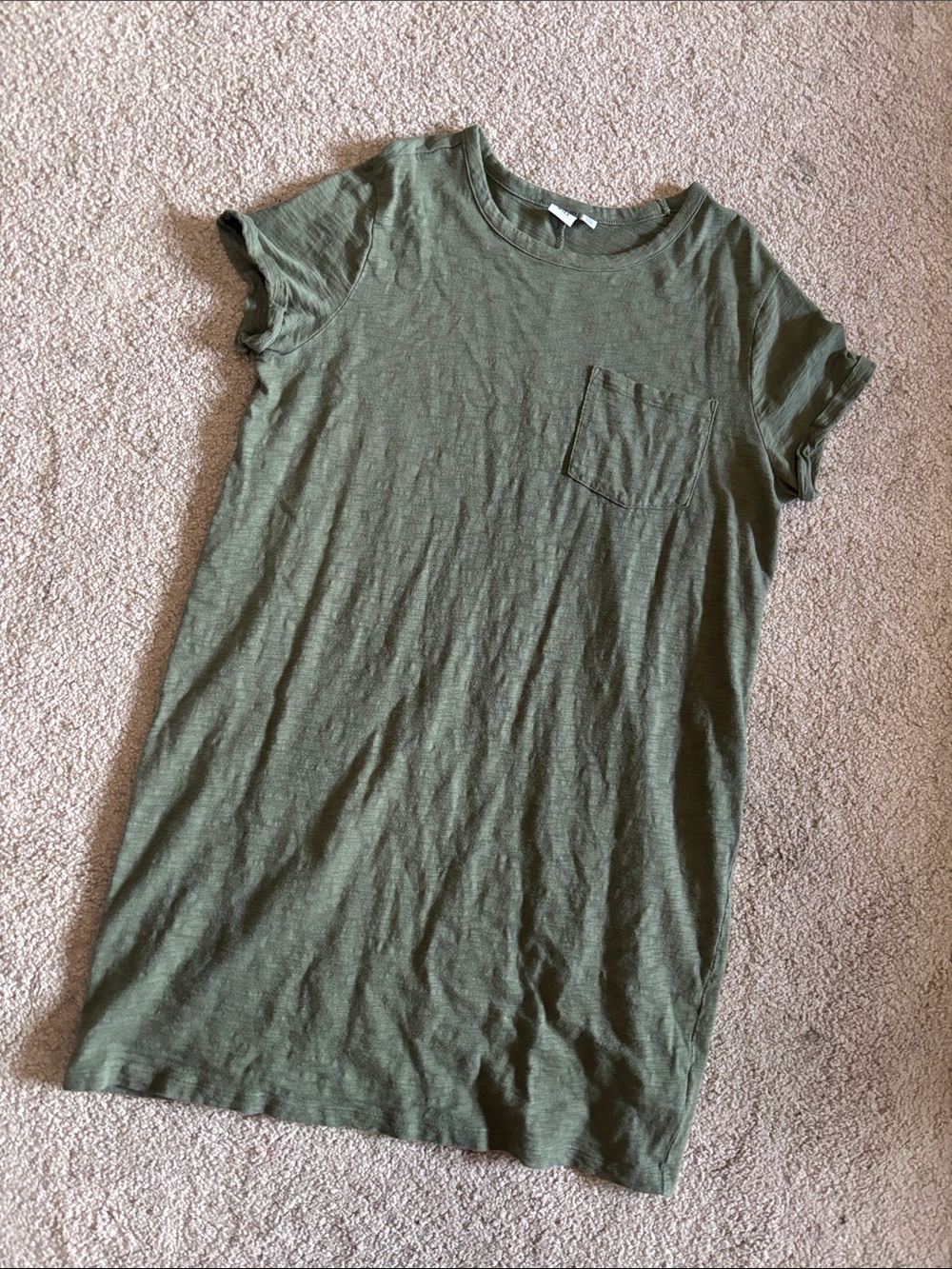 GAP Olive Green T-Shirt Dress Pocket Crewneck Casual Dress Size Small
